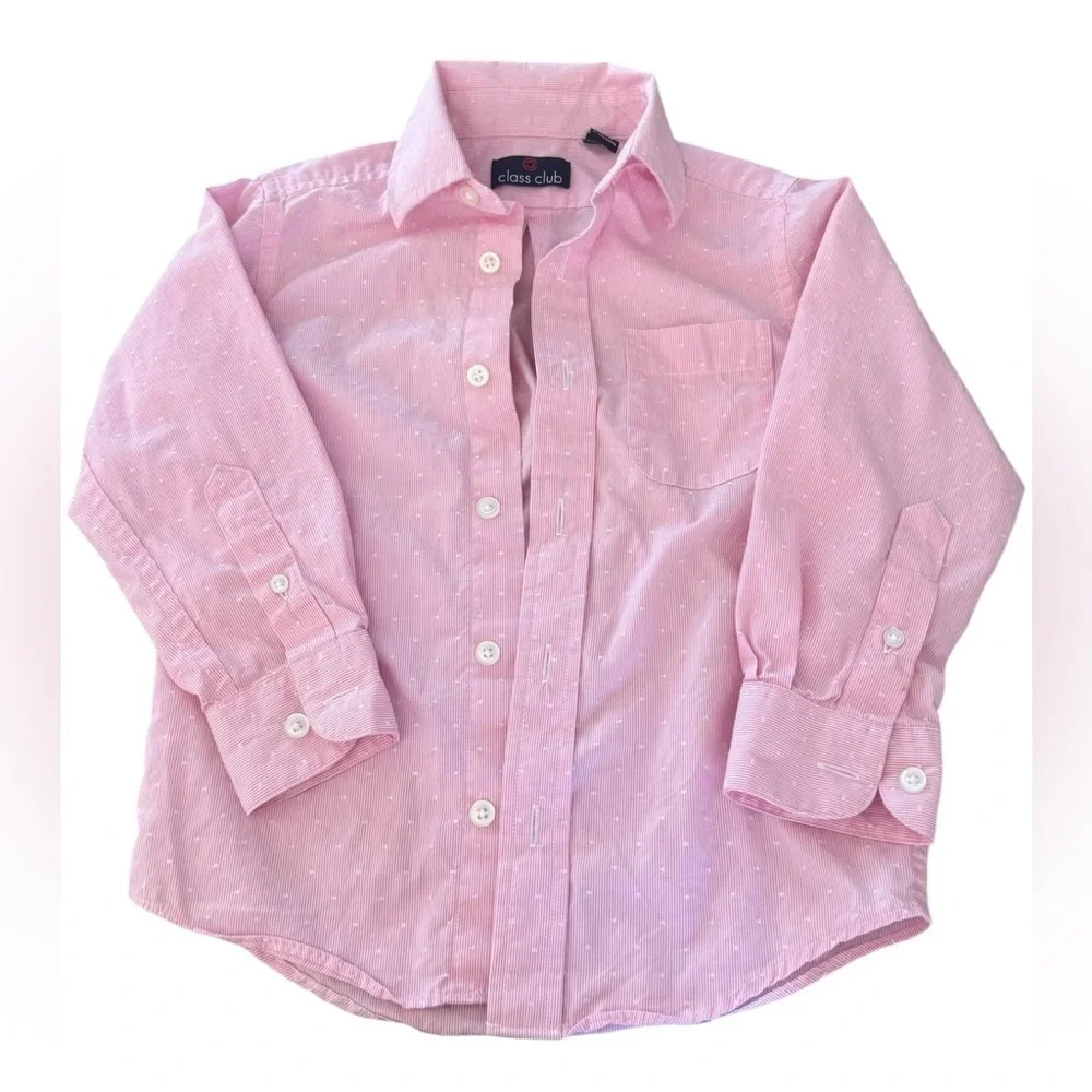 Class Club pink and White Button Down Shirt